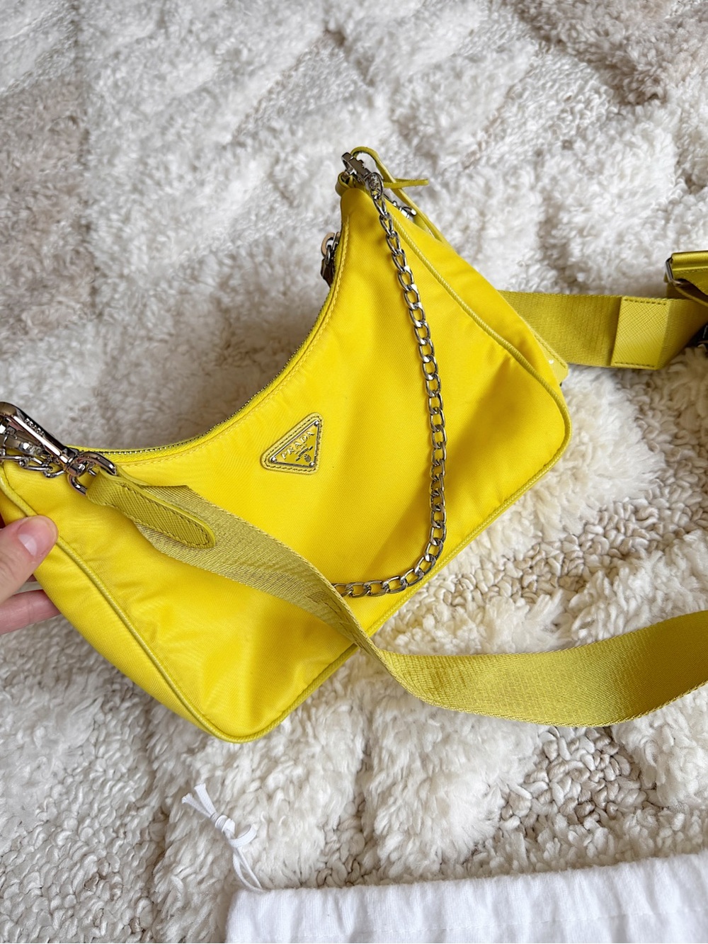 PRADA Re-Edition 2005 yellow Re-Nylon tessuto multi pochette crossbody bag - Picture 3 of 16